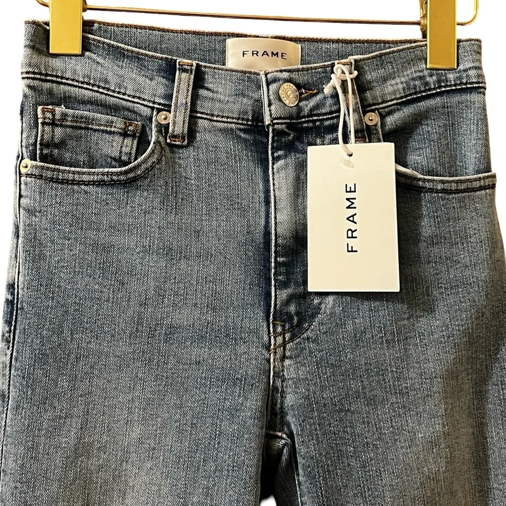 Frame Denim Jeans Icon‎ Flare Raw Hem Wide Leg Sz 24 - Picture 9 of 16